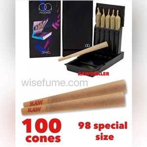 RAW classic 98 special size pre rolled cone 100PK+ JPAQ Ultra-Sleek Joint holder